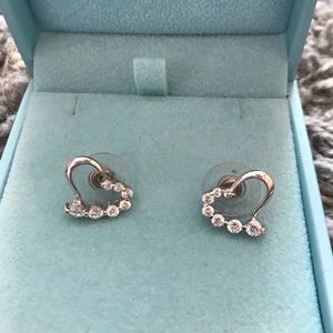 Sterling silver heart studs with rhinestones